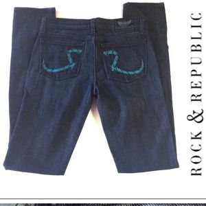 Rock & Republic Berlin Teal Embellishment Jeans